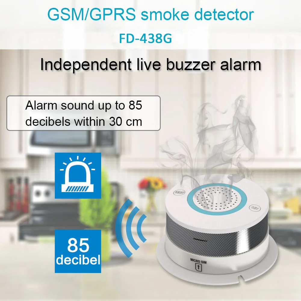 

Smart Home Security Wireless Fire Smoke Detector Alarm GSM GPRS SMS Alarm System