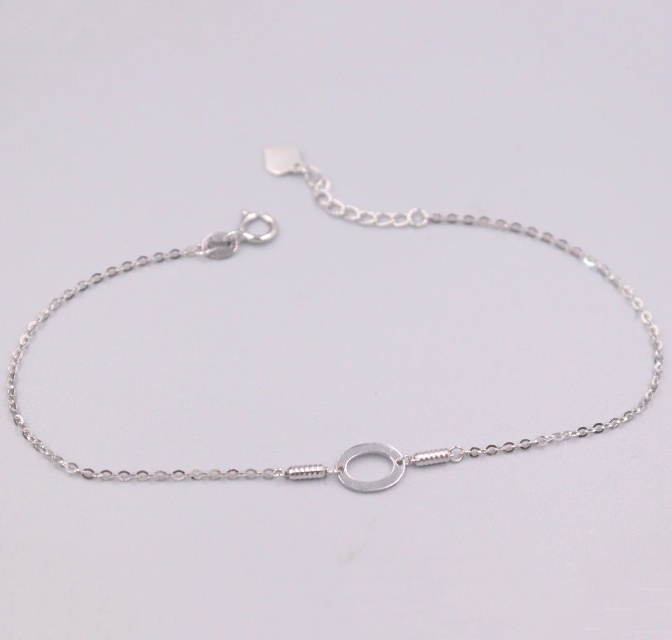 

New Pure Solid 18K White Gold Bracelet Rolo Link Chain Bracelet 18.5cm