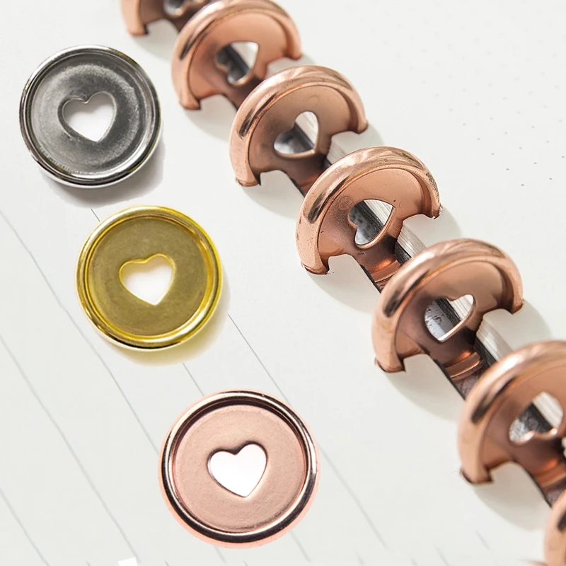 50PCS Heart Plastic Rings Mushroom Hole Loose Leaf Ring Book Colorful Round Binding Disc Buckle Hoop DIY Binder Notebook Office