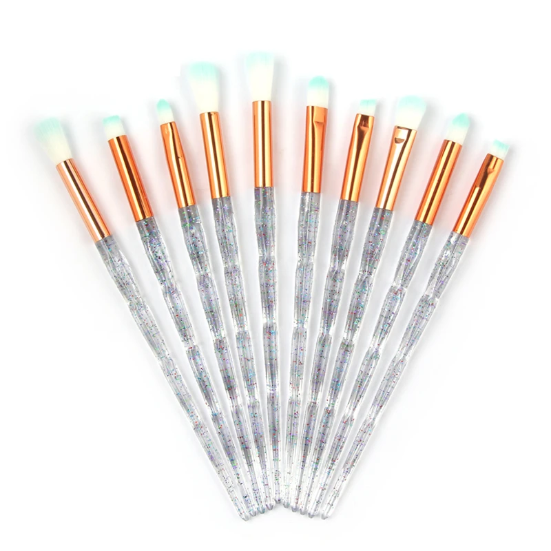 

10pcs Makeup Brush Set Diamond Glitter Face Powder Eye Shadow Blending Eyeliner Eyebrow Concealer Blush Make Up Brushes