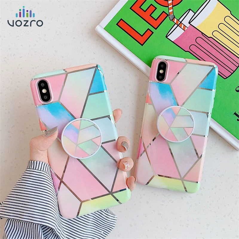 

VOZRO Luxury Cute ​Splice Marble Case Phone Case For IPhone 6 6S 7 8 Plus X XR XS MAX Original LOGO Silicone Back Cover