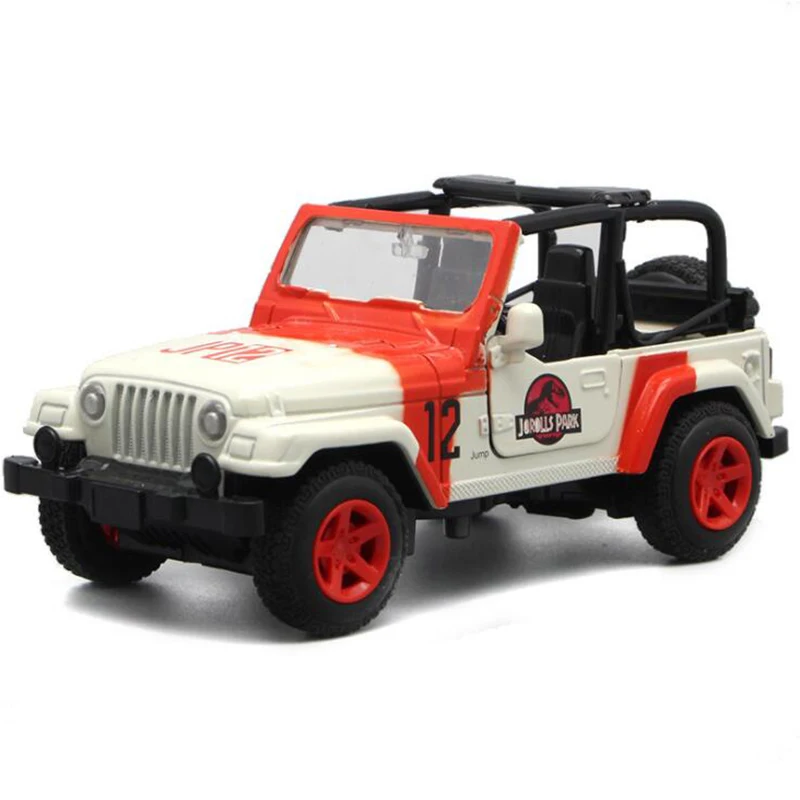 Kopen 1 32 Schaal 15.5 Cm Legering Metalen Diecast Jeep Wrangler Jurassic Park Suv Auto Model Speelgoed Voor Kinderen Kids Geschenken collectie