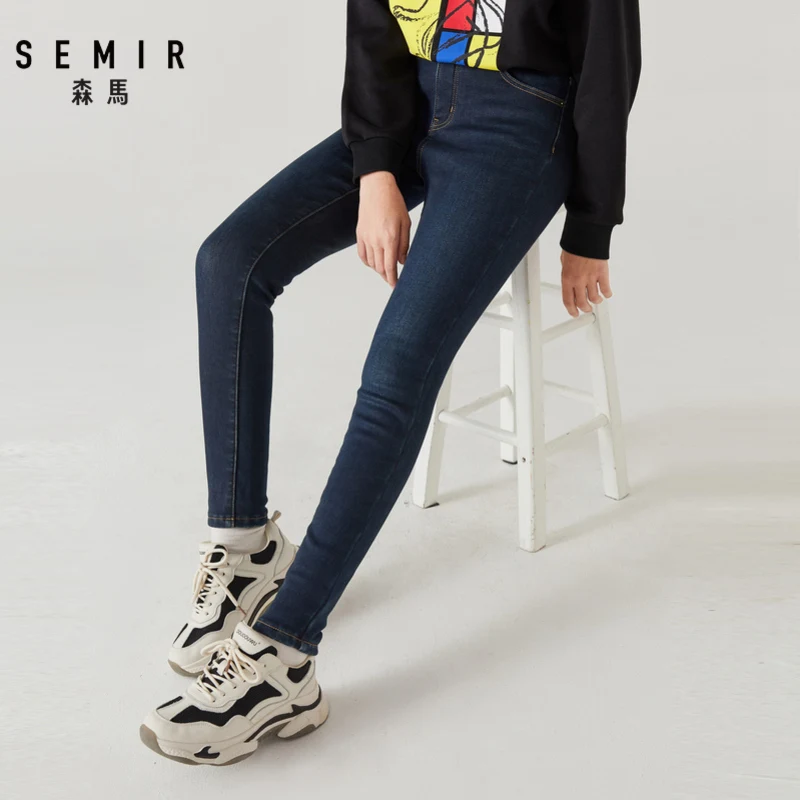 SEMIR джинсы женские зимние новые женские узкие брюки тонкие шикарные бархатные теплые брюки женские джинсовые брюки