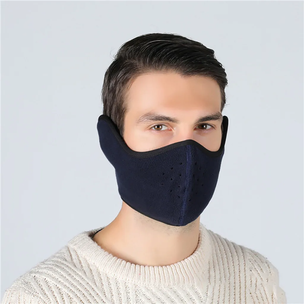 Warm Fleece Bike Half Face Mask Cover Face Hood Protection Winter Warm Mask Fleece Earmuffs Riding Ski Snowboard Half Face Mask