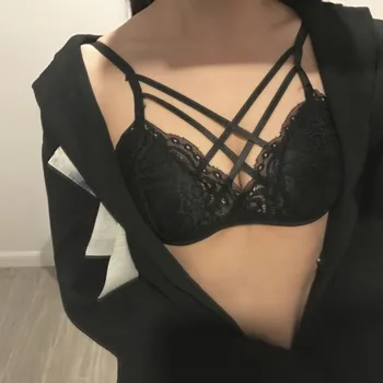 

Lace Bikini Padded Women Bra Strappy Crop Top Lace Up Bralette Lingerie Bra Brassiere Hot J2