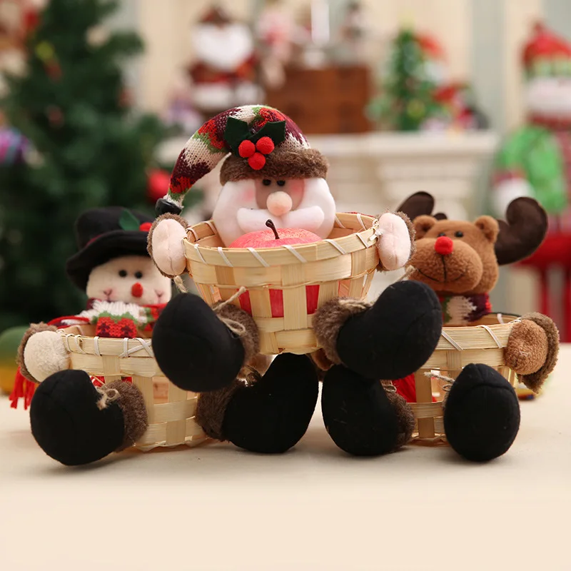 

Christmas candy plate desktop apple basket basket small bamboo basket decoration scene decoration props sugar basket