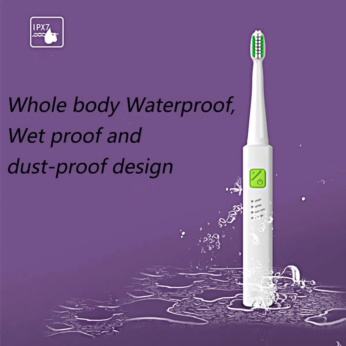 SPZ Electric Toothbrush 3 Mode USB Acoustic Wave Vibration Waterproof IPX7 Soft With 4pcs Replacement Head Electric Teeth