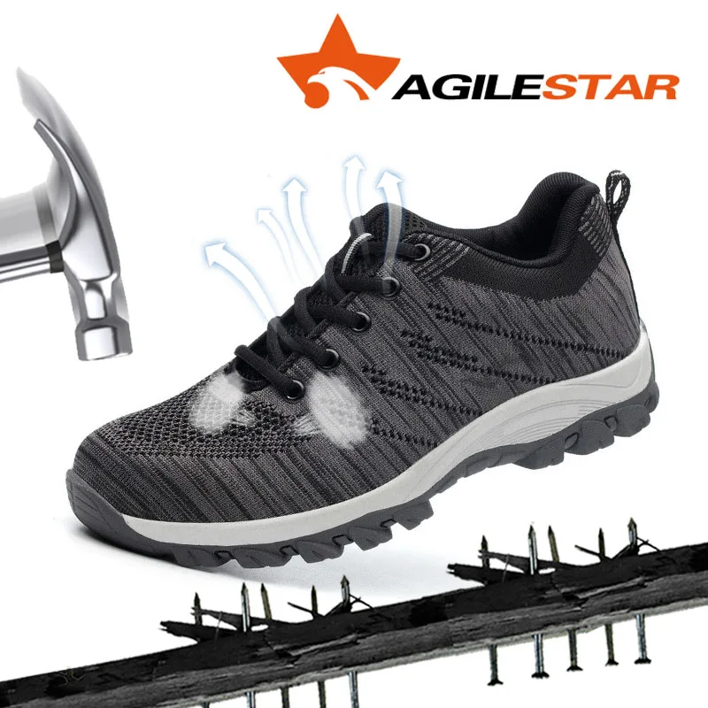 

Safety Shoes With Steel Toe Cap Work Shoes For Men Construction Outdoor Anti Smashing Breathable Sport Style Light Sneakers