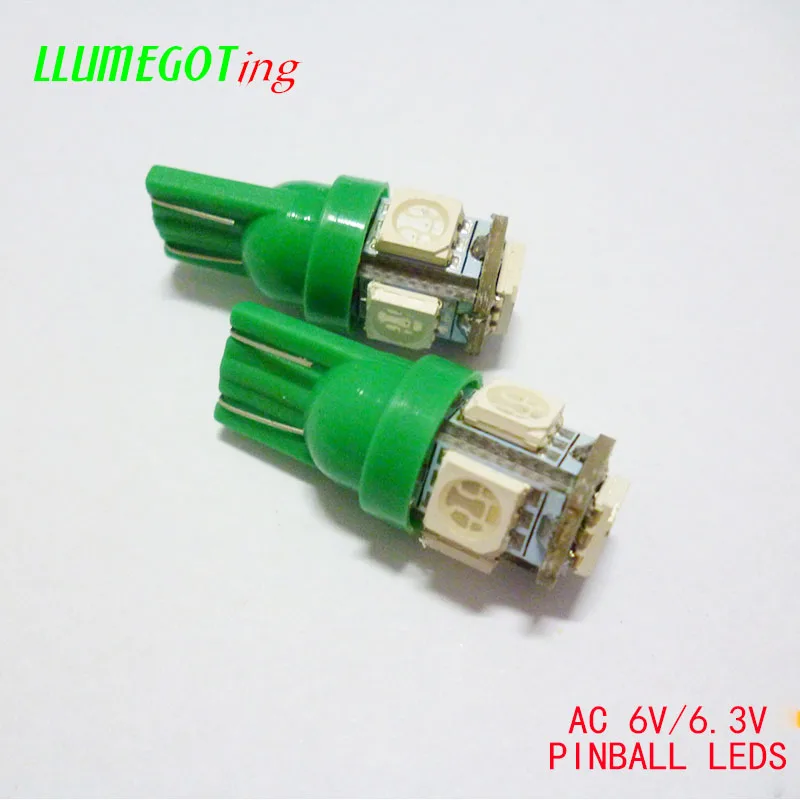 50 шт. 194 T10#555 клин с 5x SMD 5050 светодиодный AC DC 6,3 V 6V несколько цветов неполярный Bally пинбол игровой автомат светильник лампа