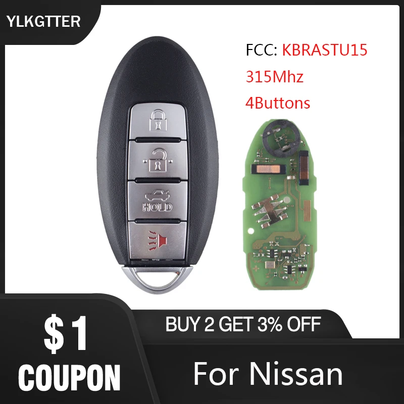 YLKGTTER 4 кнопки обновления дистанционный ключ-брелок от машины для Nissan Murano 2003 2004 2005 2006 2007 для Nissan KBRASTU15 315Mhz Автомобильный ключ