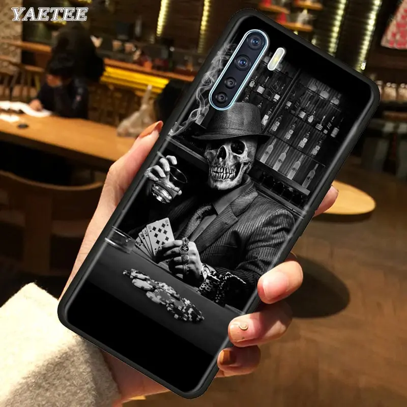 Черный силиконовый чехол Grim reaper skull skeleton для Oppo A5 A9 A31 A52 A72 A92s F15 Reno 3 Pro Find x2 Ace2 мягкий