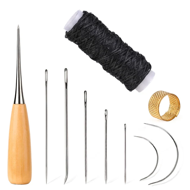 Kit Cucito Pelle 30 Pezzi Professionale | Con Filo Cerato, Aghi E Punteruolo - Per Riparazioni Fai Da Te - Foto 4