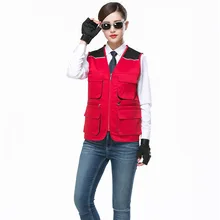 Настраиваемые печатные слова Логотип Красочные смешанные цвета сетки жилет Мужская и Женская рабочая одежда мульти-карманы волонтер открытый