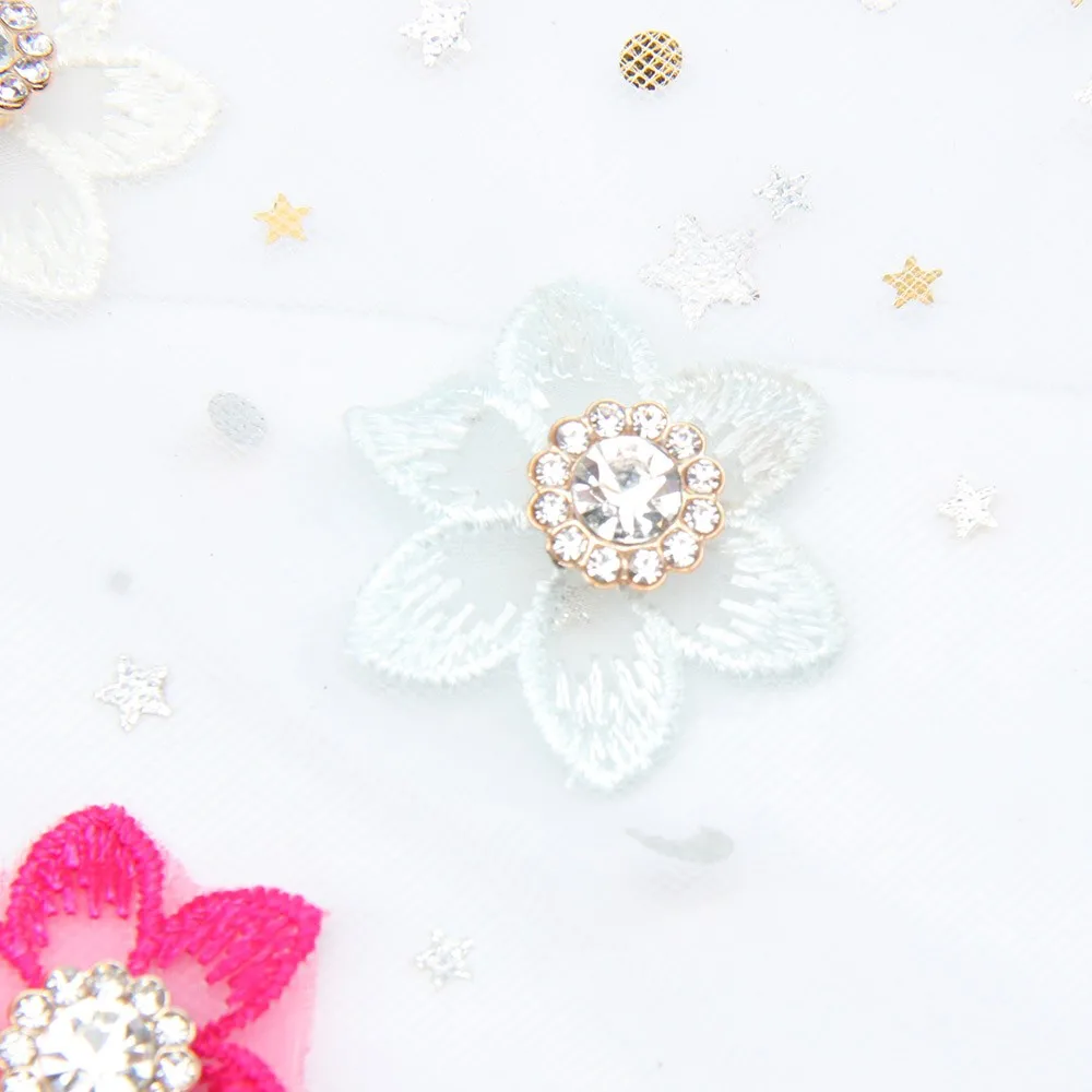 Cheer Bows 10pcs/bag Lace Flowers Patches Pearl Rhinestone Accessories DIY Headwear Accessories Dress Decor Supplies