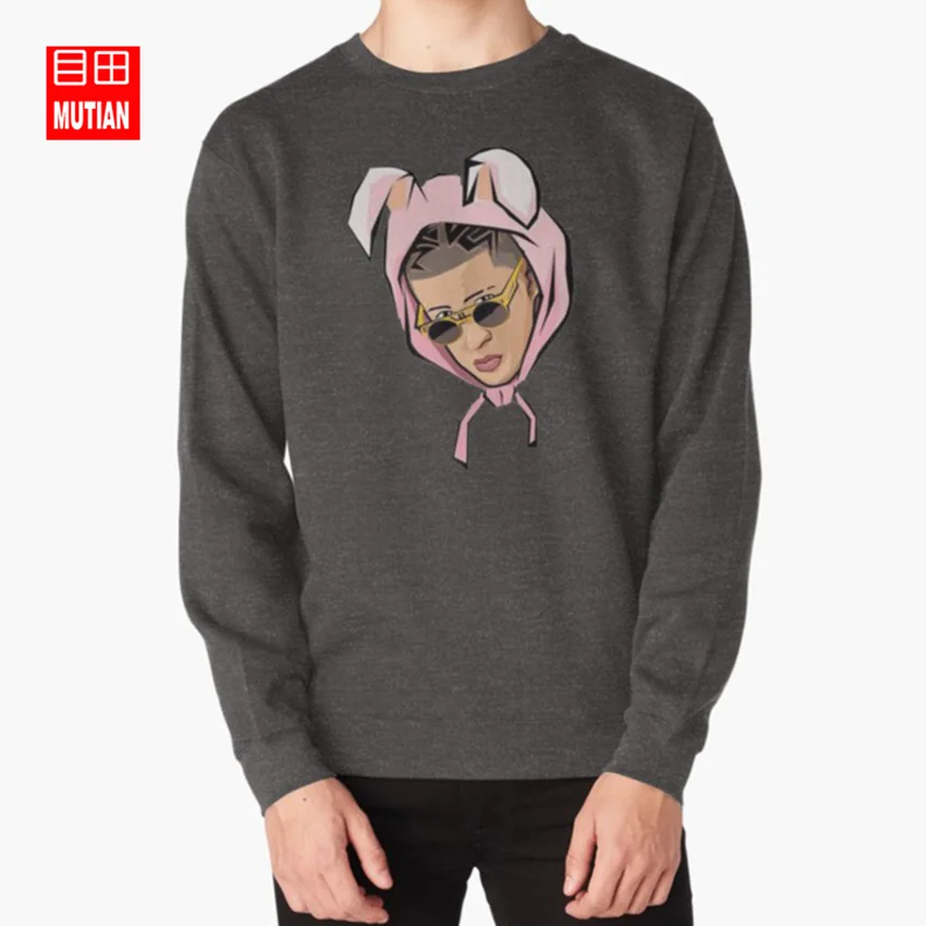 darkgrey-sweatshirt Bad Bunny толстовки bad bunny пуариканский певец Рэппер dj luian mambo kingz - Color: darkgrey-sweatshirt