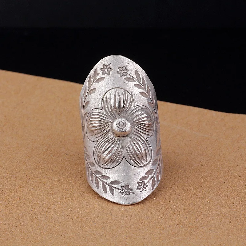 Amxiu Thailand Plum Flower Ring Handmade 925 Sterling Silver Ring Large Open Rings For Women Mother Anniversary Gift Accessories