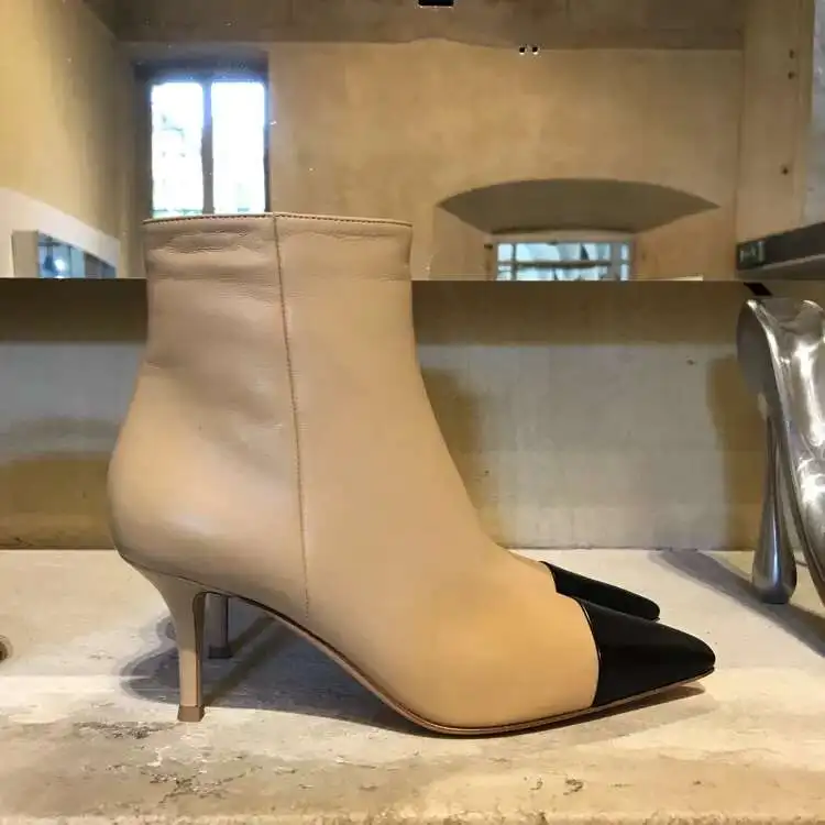 

kmeioo classic apricot ankle boots women autumn pointed toe high heels basic short boots fashion zipper boot shoes