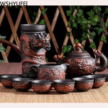 10pcs\lot yixing teapot zisha Tea set Tea set Tea Set handmade kettle purple clay drinkware suit tieguanyin Travel tea set