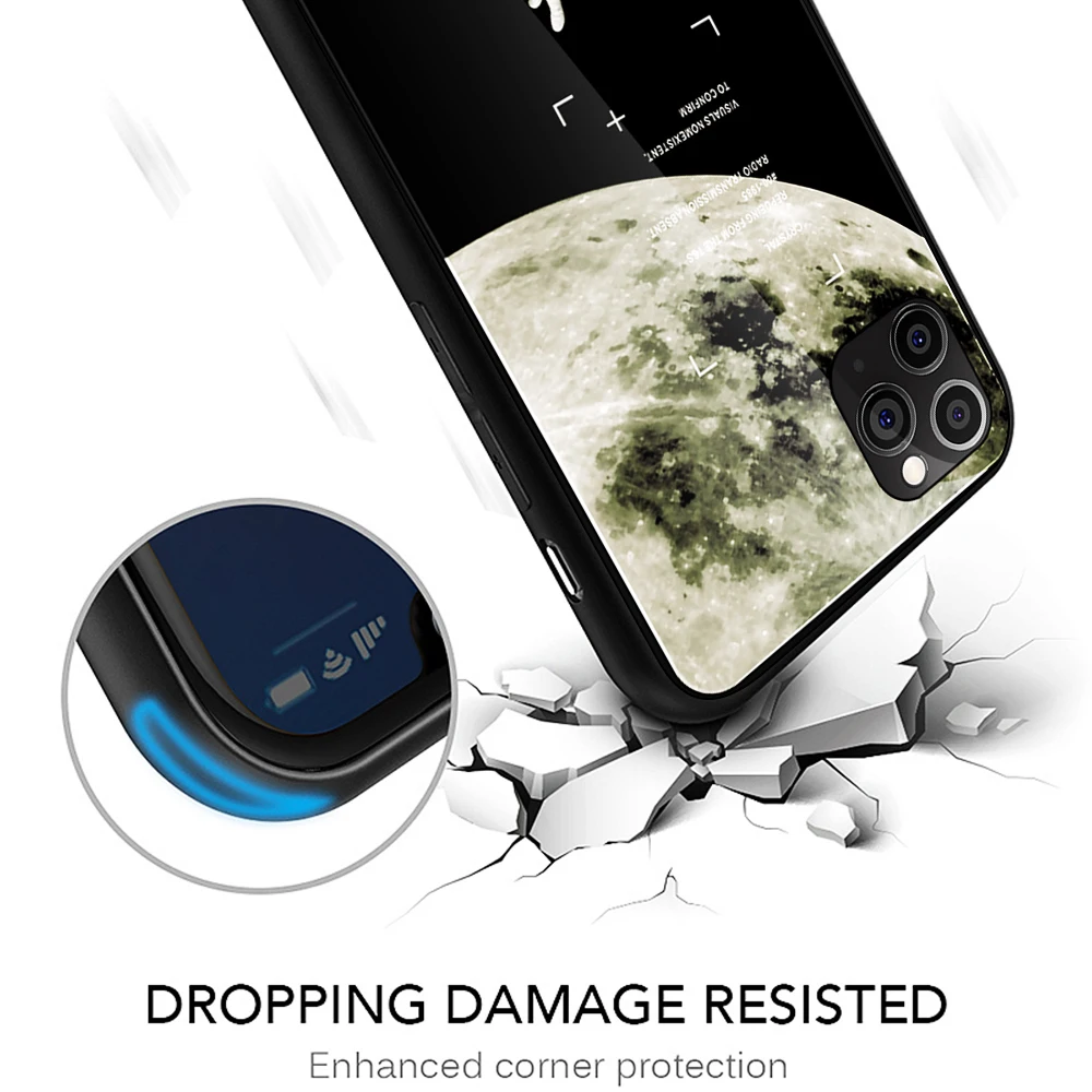 Крутой чехол из закаленного стекла для iPhone 11 Pro Max Xs, чехол с принтом Луны и звезд для iPhone 6, 6 S, 7, 8 Plus, X, XS, Max, XR, задний чехол s