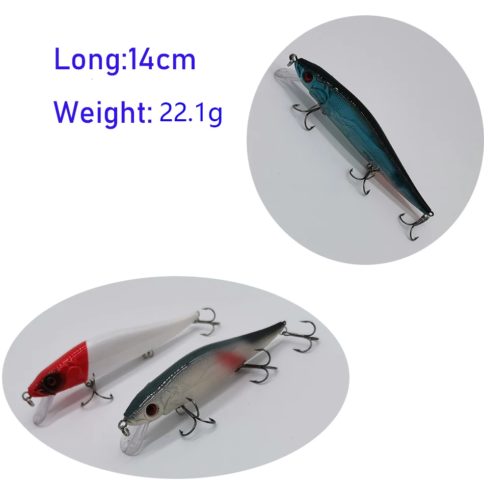 1 Шт. 14 см 22.1 г Topwater Wobblers 3D Глаза Рыболовные Приманки Минноу Твердые 3 рыболовные