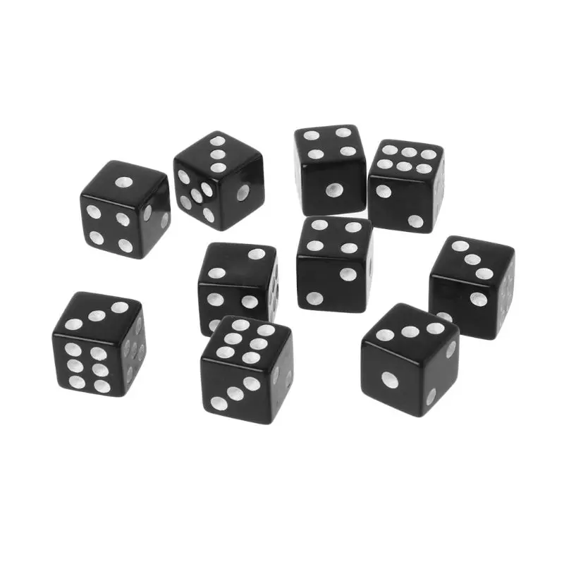 16mm Acrylic Dice Black/White 6 Sided Casino Poker Game Bar Party Dice Multi Sides for Board Game Game Dice Dice Set Acrylic Dice 10pcs