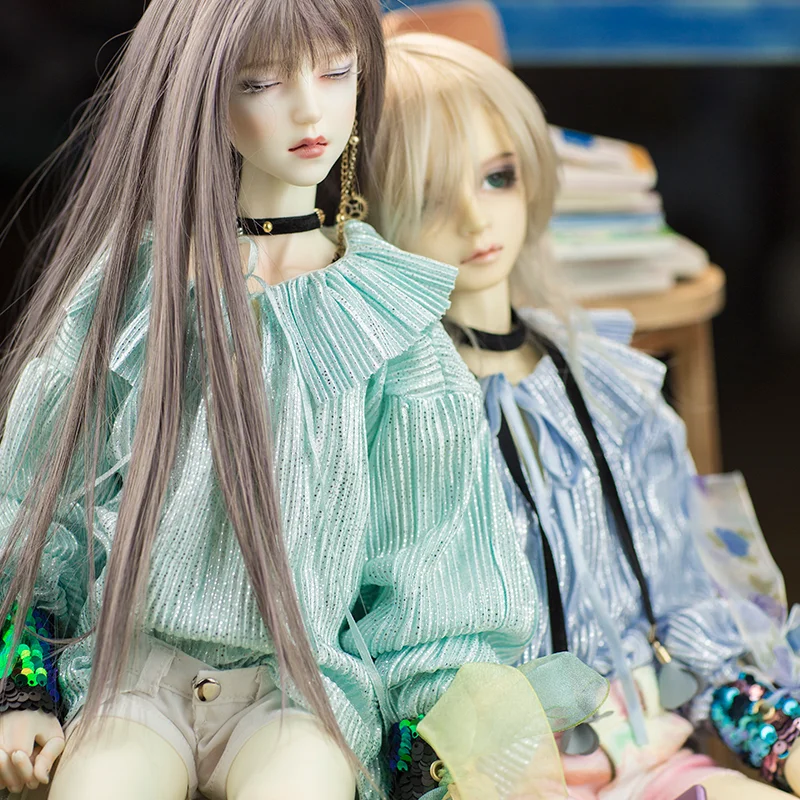1 шт. Bjd Кукла Одежда сверкающая гофрированная рубашка на шнуровке Топ for1/3 1/4 msd17 дядюшка розовый/зеленый/синий куклы аксессуары