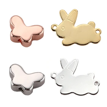 

Charm Spacer Beads for Jewelry Making Supplies Gold Rabbit Butterfly Diy Earring Bracelet Necklace Copper Accessories 2pcs