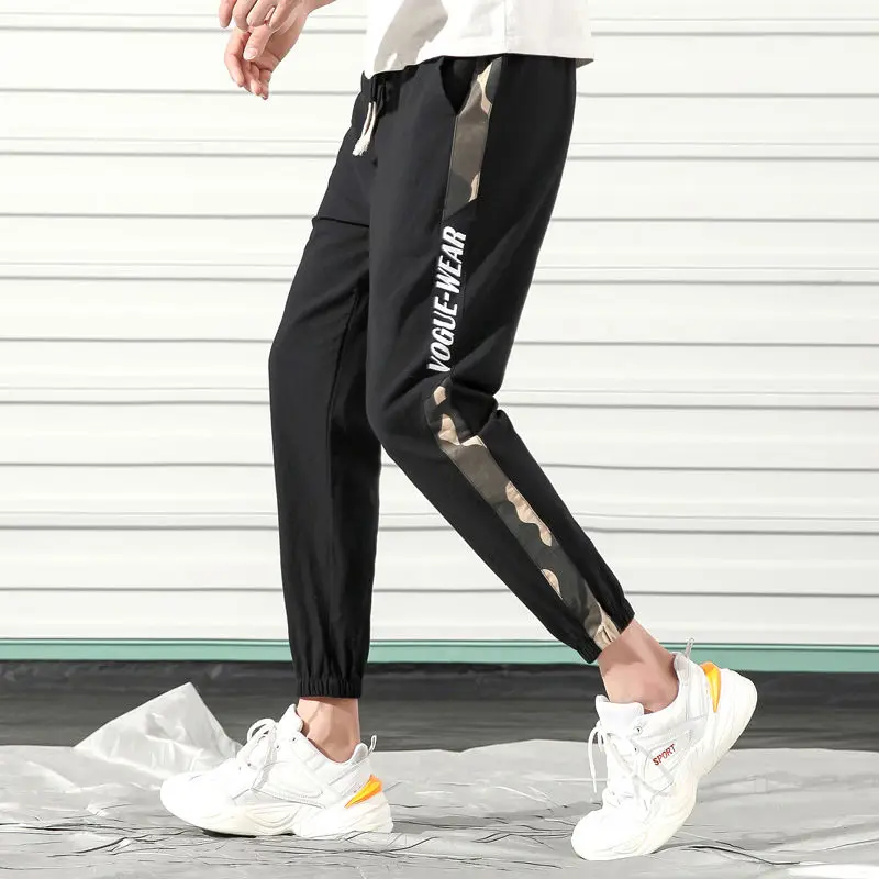 Черные брюки-карандаш для бега в стиле хип-хоп, мужские брюки-карго с эластичным поясом, мужские брюки-карго с ленточным карманом, 4XL, XXXXL
