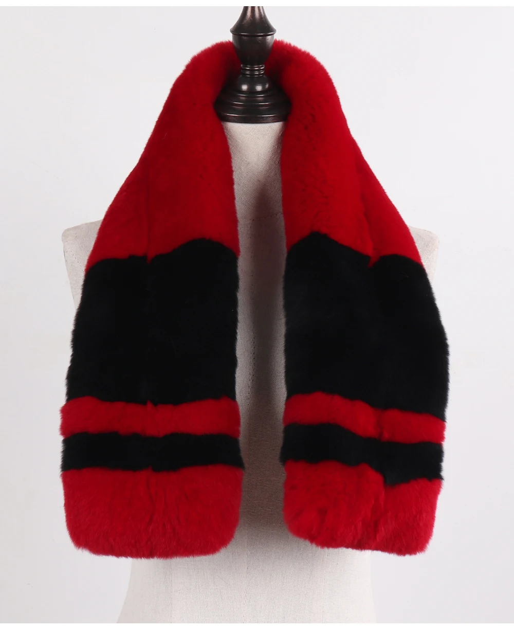 Natural Fur Scarf For Girls Winter Lady Thick Warm Genuine Rex Rabbit Fur Scarves Fashion Women Full Pelt Real Fur Muffles