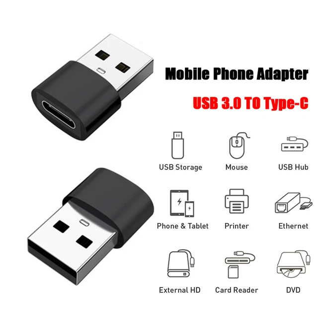  Paquete de 3 adaptadores USB a USB C USB-A a USB-C USBC Type-c  hembra Thunderbolt 2 3 USB macho conector de cargador de alimentación para  Apple iPhone 12 11 Mini Pro