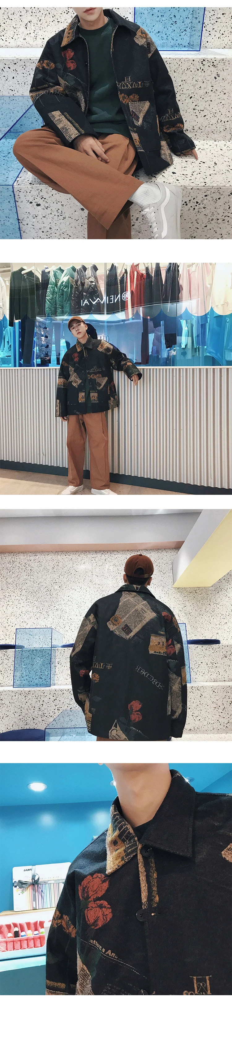 Liketkit, зимние мужские куртки и пальто,, Мужская Толстая ветровка с забавным принтом, мужская теплая куртка-бомбер большого размера, осенняя Корейская верхняя одежда