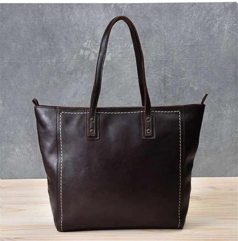 PNDME Ретро Высококачественная Мужская женская сумка из натуральной кожи, Большая вместительная сумка из воловьей кожи, Роскошная большая сумка на плечо для ноутбука - Цвет: Coffee