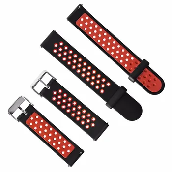 

GENBOLI Watch Bands Dual Colors Porous breathable Air Hole Silicone Replacement Strap Band Suitable For Huami