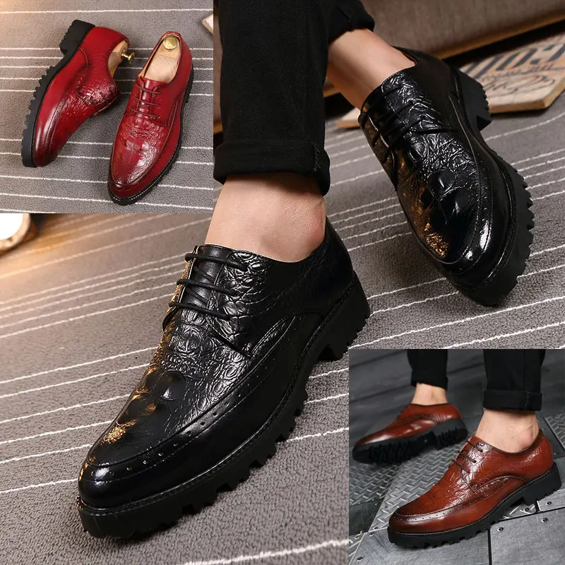 

Winter Korean-style Hair Stylist Leather Shoes Men's England Elevator Casual Shoes Bullock Evening Show Versatile plus Velvet Fa