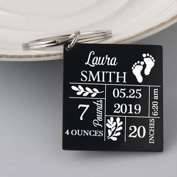 

Private Customized Baby Stats Key Chain Gift For New Parents First Mom Dad Children Children Birthday New Born Baby Souvenir