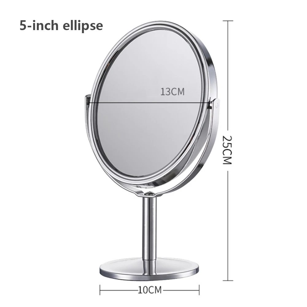 Модное прочное двухстороннее прозрачное зеркало для макияжа нормальная стойка с лупой круглой формы Металл HD косметическое зеркало высокое качество подарки - Цвет: as picture