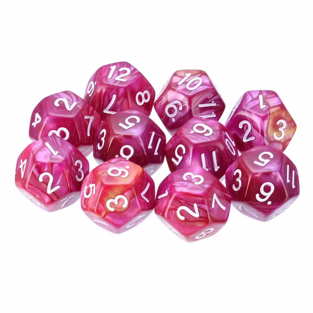 Red Mayitr 10 шт. акриловый D12 цифровой набор игральных костей 12 сторонний многогранный штамп для подземелий и драконов игры Кубики игры - Цвет: Red