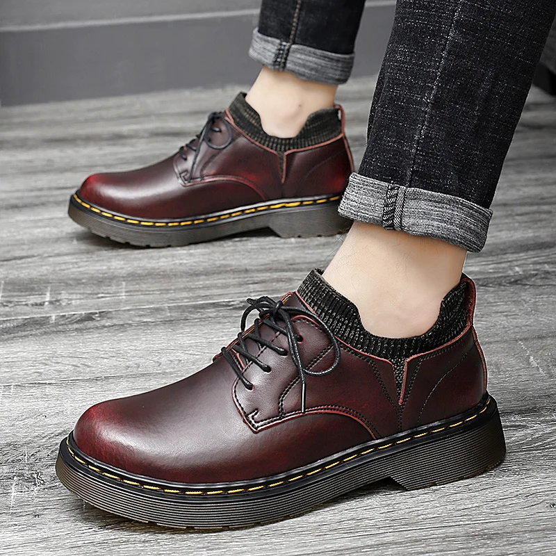 Mens Shoes Oxford Formal British-Style Genuine-Leather High-Quality Flats Fashion Brand