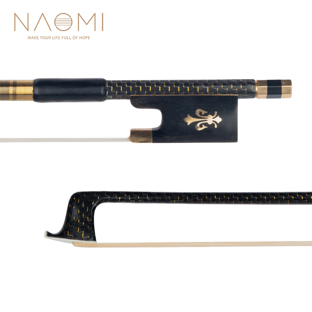 

NAOMI 4/4 Carbon Fiber Violin Bow For 4/4 Violin Golden Braided Ebony Frog Well Balance Violin Parts Accessories New
