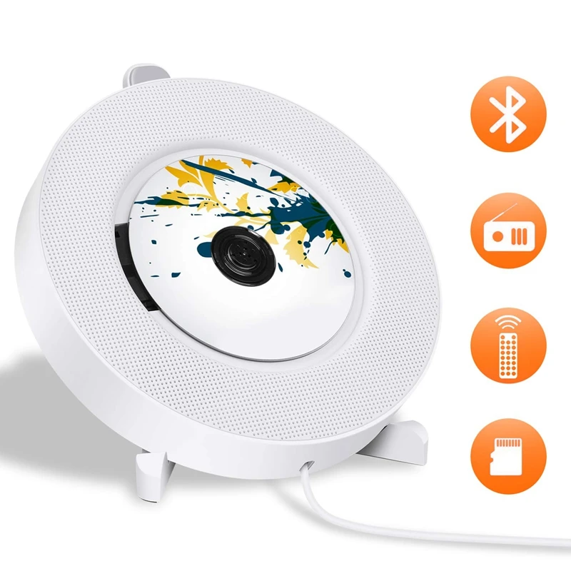 Портативный CD-плеер с Bluetooth, настенный CD-плеер с пультом дистанционного управления для дома встроенные HiFi колонки с наушниками J