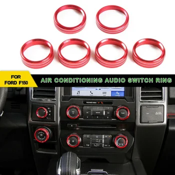 

6pcs Car Sticker Air Conditioner&Audio Switch Ring Cover Trim Decor For Ford F150 2016-up Auto Interior