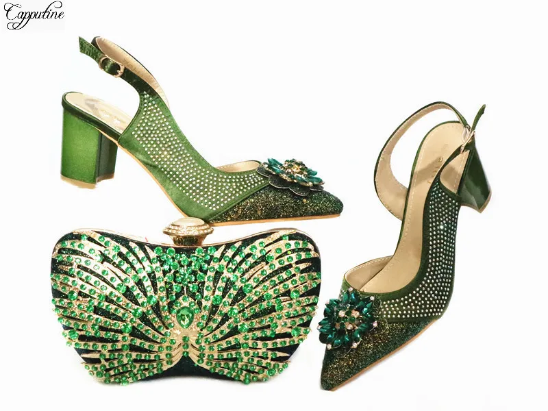 green evening shoes