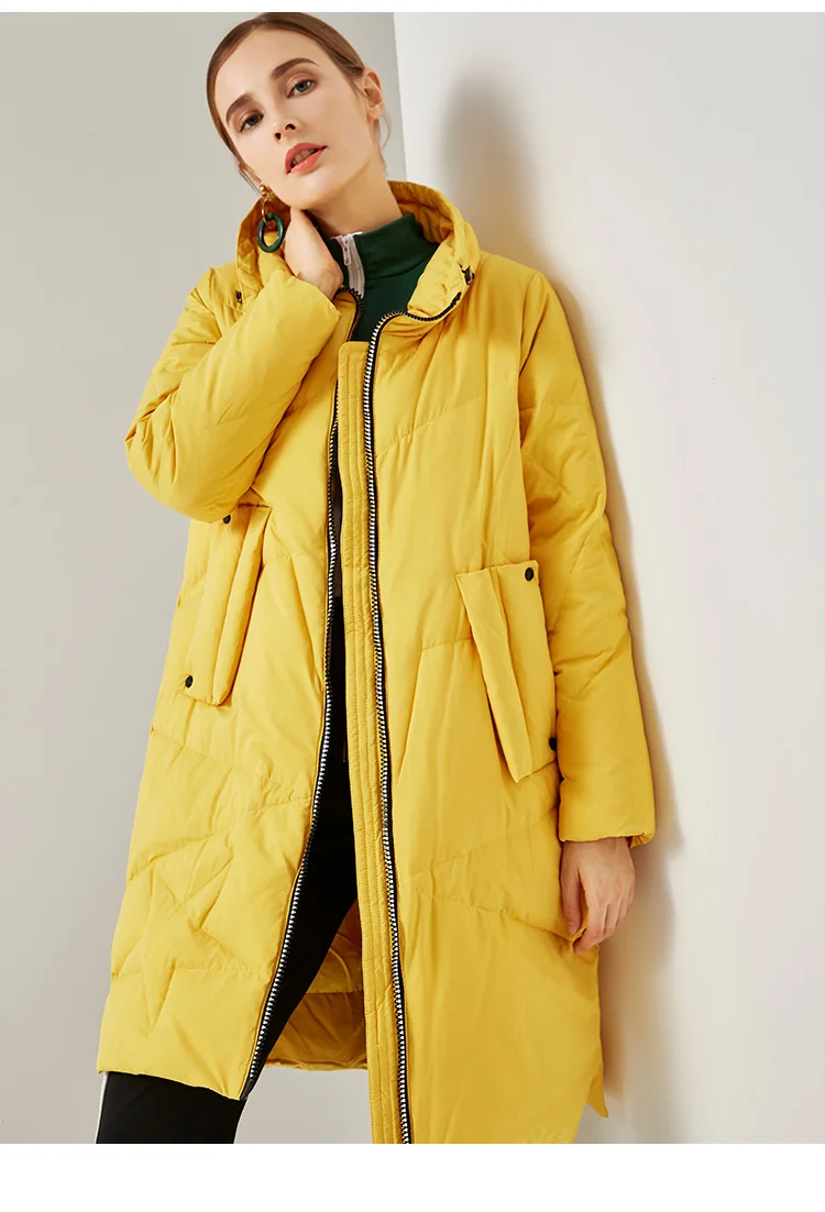 New fashion fluffy warm hooded oversize real down parkas coat female winter bread style longer stars warm thick jacket F318