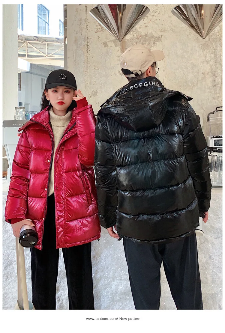 Зимнее хлопковое пальто для фотосессии, женская одежда для влюбленных в студенческом стиле с яркой поверхностью, одежда с хлопковой подкладкой, короткое пальто для студентов