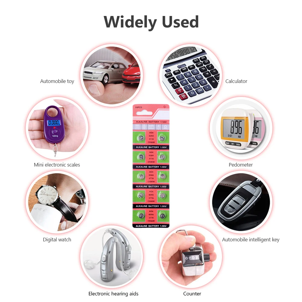 10pcs/pack Cell Coin Alkaline Battery 1.55V AG4 LR626 377A SR626 LR66 177CX66W For Gadgets Watches Camcorders Button Batteries