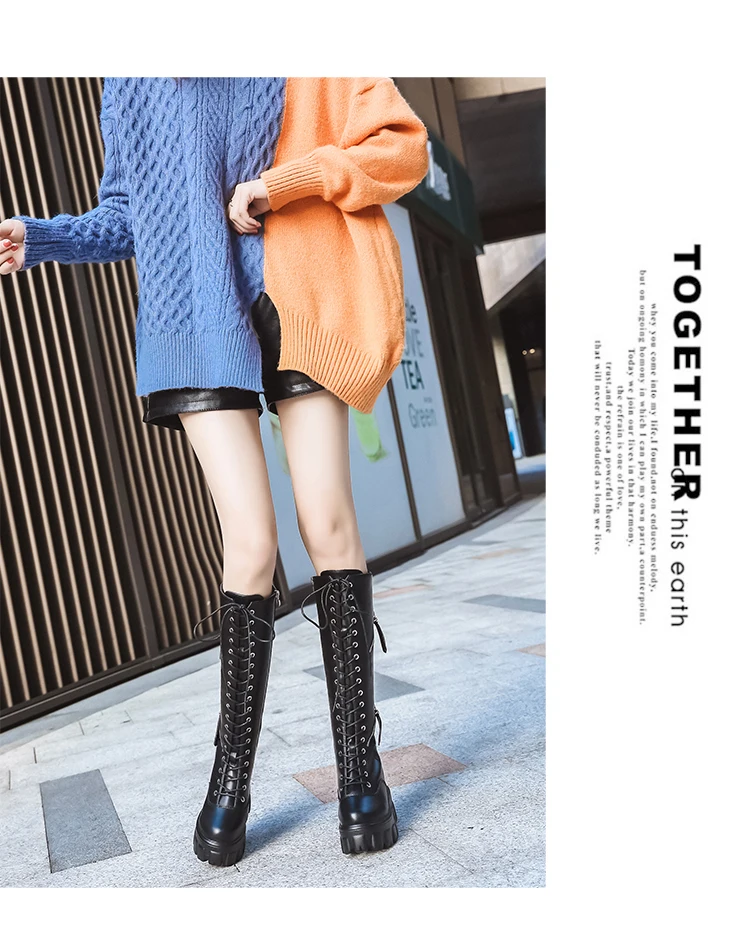 Women's Mid Calf Boots Round Toe Shoes Luxury Designer Booties Ladies Low Heels booties Lace Up Winter Footwear Boots-women