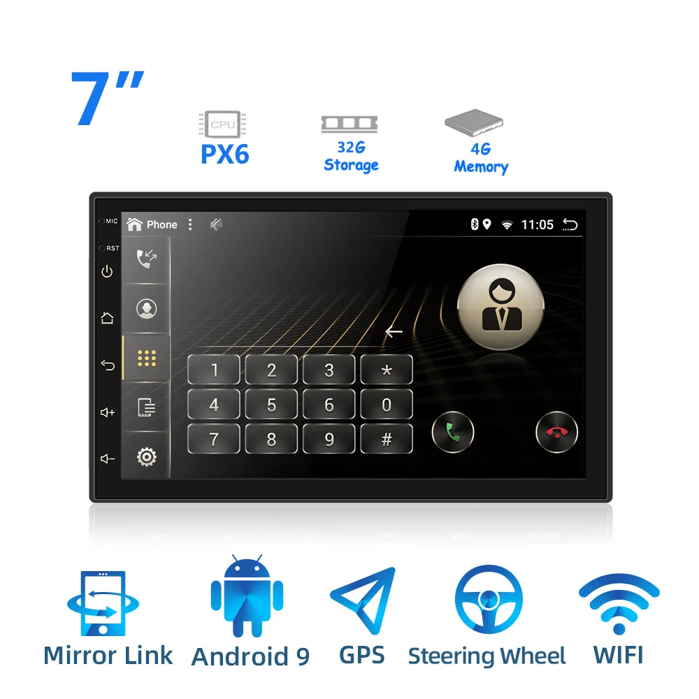 Threecar 2 din Android 9,0 Ouad Core PX6 Автомагнитола Стерео gps Navi Аудио Видео плеер ПК коробка Wifi BT HDMI AMP 7851 OBD DAB+ SWC - Цвет: 7 inch PX6