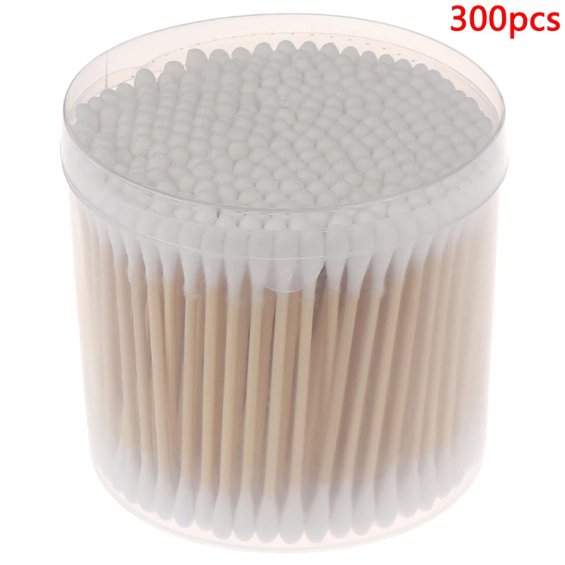 300pcs 150/200/300pcs Double Head Cotton Swab Women Makeup Cotton Buds Tip For Medical Wood Sticks Nose Ears Cleaning Health Care Tools - Color: 300pcs