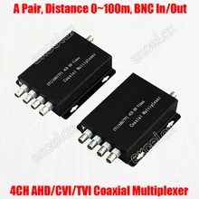 4 канальный HD AHD CVI TVI CVBS аналоговый коаксиальный видео сигнала мультиплексор 4CH передатчик и приемник коаксиальный кабель расстояние 100 м