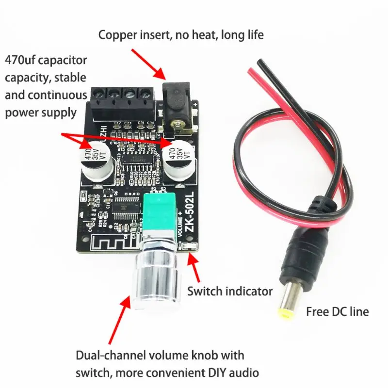 ZK-502L мини 5,0 Bluetooth усилитель доска беспроводной аудио цифровой мощность 2x50 Вт двухканальный стерео усилитель